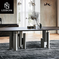 Plateau en pierre frittée personnalisé OEM + table de salle à manger moderne de luxe en acier inoxydable
