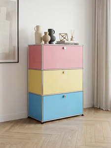 Vintage-style Modern Minimalist Living Room Stainless Steel Modular <b>Storage</b> <b>Sideboard</b> Shelving Unit Home Furniture - Product Image 1