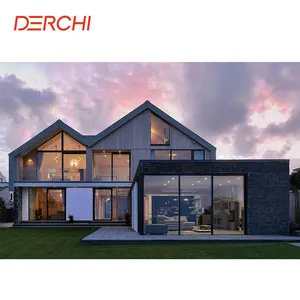 DERCHI NFRC AS2047 prix de gros cadre en aluminium enduit de poudre porte-fenêtre aluminium double porte coulissante en verre