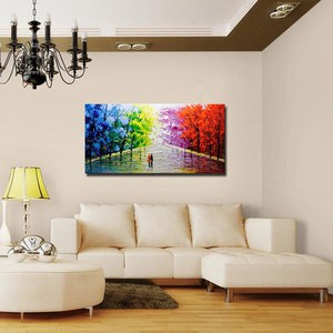 <span class=keywords><strong>Peinture</strong></span> à l'huile abstraite de <span class=keywords><strong>paysage</strong></span> forestier, couple <span class=keywords><strong>romantique</strong></span>, art texturé au couteau à palette, forêts colorées, <span class=keywords><strong>peinture</strong></span> acrylique sur toile - Product Image 3