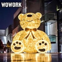 WOWORK venta al por mayor Navidad 3D 2D LED calle motivo luz personalizado pingüino forma fotografía telón de fondo para Centro Comercial tienda