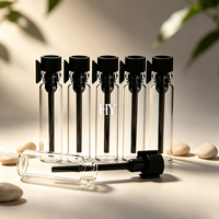 Flacons testeurs en verre tubulaire de 0,5 ml, 1 ml, 1,5 ml, 2 ml, 0,1 oz pour échantillons d'arômes et de parfums, avec bouchon à bougie, en stock