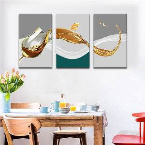 Ensemble de 3 tableaux sur toile représentant un couteau, une fourchette et une coupe à vin, nature morte, décoration murale, art de la coupe à vin, peinture moderne pour salle à manger - Product Image 3