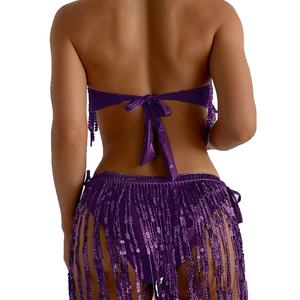 Conjunto de Bikini de Lujo Personalizado de 2 Piezas, Traje de Baño con Lentejuelas y Borlas Reflectantes para Discoteca, Ropa de Baño para Mujer - Product Image 6