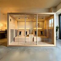 Sauna Inframerah Jauh 6 Panel untuk 2 Orang, Sauna Kayu Solid untuk Penggunaan Rumah & Komersial