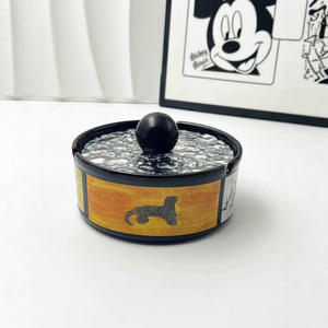 Cendrier de bureau rond en céramique de style français vintage, luxe léger, motif floral et oiseaux, avec couvercle anti-poussière, décoratif haut de gamme - Product Image 2