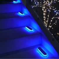 Lampes solaires LED bleues étanches IP68 pour terrasse, angle de faisceau 360°, haute luminosité, contrôle sans fil par bouton pour patio, jardin, quai