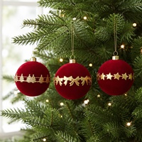 Ensemble de boules de Noël classiques floquées rouge vin créatives, décorations suspendues pour sapin de Noël et rennes, à faire soi-même