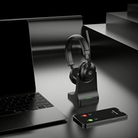 Casque sans fil dynamique à réduction de bruit ANC pour jeux sur ordinateur et voyages en avion avec double micro
