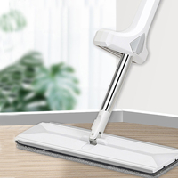 Serpillère plate en microfibre avec essoreuse intégrée et manche télescopique pour le nettoyage des sols à la maison et au bureau
