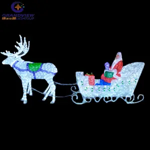 Led heykel motif ışık 3d noel sokak Led Motif ışık açık alan noel ışıkları Santa ve kızak