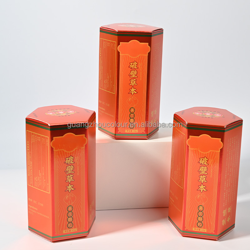 Custom Eco-friendly Hexagon Paper Box with Matt Lamination Unique Medicine Packaging Box with Printed Logo
