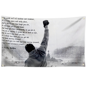 Rocky Balboa Sunshine and Rainbows Quote Drapeau inspirant motivant 3x5Ft avec œillets en laiton brillant Décor extérieur - Product Image 1