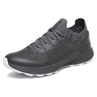 Chaussures de sport minimalistes noires solides, séchage rapide, surface respirante, chaussures pour hommes, semelle stable absorbant les chocs, chaussures de course