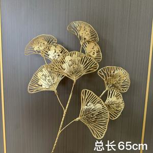 Feuille de <span class=keywords><strong>Ginkgo</strong></span> <span class=keywords><strong>Biloba</strong></span> dorée nouveautés 3 fourchettes fleurs artificielles en vrac pour la décoration de la maison décor de mariage feuilles d'or - Product Image 2