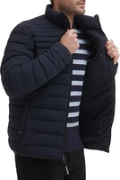 Chaqueta Acolchada Ligera de Poliéster para Hombre, Personalizada OEM ODM, con Aislamiento Térmico para Otoño, Cierre Completo, Cuello Alto