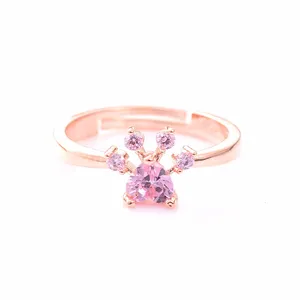 Exquisite Modeschleife Rose Gold Katze Hund Bär Pfau Diamant rosa Ring