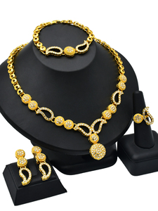 دبي الفاخرة النيجيري الزفاف القلائد الذهبية للنساء مجموعة مجوهرات الزفاف مجموعات مجوهرات الزفاف الهندي الطرف المجوهرات هدايا الخطوبة - Product Image 2