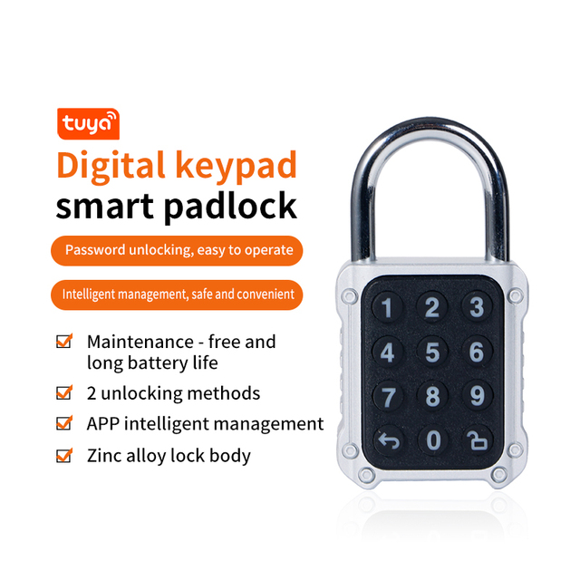 Factory Selling Tuya Ble  Keyless Gym Sport Locker Safety Code Lock Padlocks  6 Digit Combination Password Padlocks