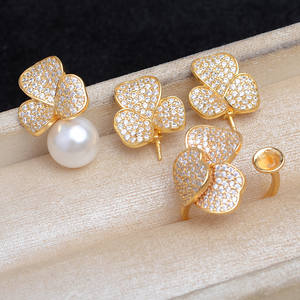 Pendientes de Plata S925, Base Vacía para Trébol, Juego de Bases para Anillos de 10-11 mm, Accesorios para Joyería DIY, Producto Semiterminado, Suministros para Abalorios 6026 - Product Image 1