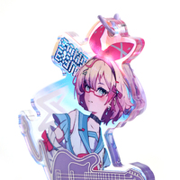 Vograce vente en gros personnalisé imprimé acrylique breloques porte-clés dessin animé Anime feuille froide estampage holographique arc-en-ciel acrylique porte-clés