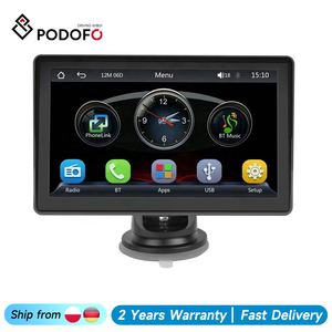 Podofo Wireless CarPlay Portable Car Radio 7" Carplay Screen Android Auto Voice Control BT AUX FM SD Wholesale OEM - Product Image 1