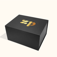 Boîte-cadeau en papier noir magnétique portable haut de gamme avec logo personnalisé, boîtes d'emballage rigides pliables recyclables avec couvercle magnétique