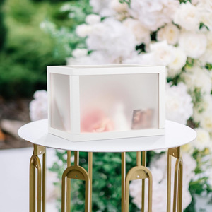 Transparent Wooden <b>Wedding</b> Storage <b>Box</b> Rectangular With Cover For <b>Cards</b> And Gifts - Product Image 1