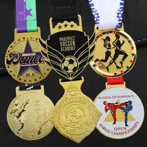 Personalisatie Martial Arts Taekwondo Karate Medaille Sport Award Metal Medailles Custom Gold Dance Running Voetbal Medailles