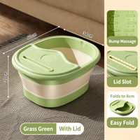 Baignoire pliable pour les pieds avec couvercle et support pour téléphone, en TPE et PP, se plie à plat, 6,5 cm, rétention de chaleur, pour la maison