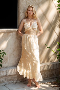 Conjunto personalizado con estampado floral y volantes para mujer, camisola de playa de verano, conjunto sexy de dos piezas, conjunto de <span class=keywords><strong>falda</strong></span> larga y Top para mujer - Product Image 3