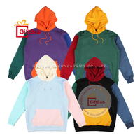 Sweat-shirts unisexes à col rond bicolores, style streetwear, en coton molletonné, doublure épaisse, broderie 3D, impression sérigraphique, effet délavé