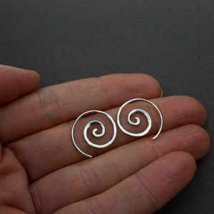 Hippie Tiny <strong>Gold</strong> Spiral <strong>Earrings</strong> 14K <strong>Gold</strong> <strong>Sleeper</strong> Hoop <strong>Earrings</strong> Wire Jewelry Accessory - Product Image 5