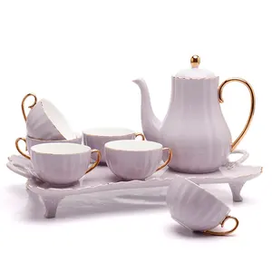 सबसे अच्छा बेच सुरुचिपूर्ण चीनी मिट्टी चायदानी पीने के बर्तन कॉफी दोपहर चाय कप के साथ सेट