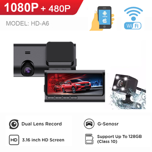3.16 inch Wifi ống kính kép Dash <span class=keywords><strong>Cam</strong></span> xe hộp đen Full HD 1080P DVR máy ảnh Video Recorder cho xe phía trước và phía sau tầm nhìn ban đêm - Product Image 2