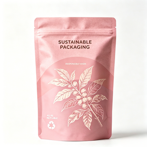 Bolsa de almacenamiento con cierre de cremallera de polietileno monofilamento con aspecto de papel kraft ecológico a prueba de humedad OEM para galletas orgánicas, frutas secas, dulces y refrigerios. - Product Image 3