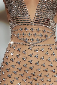 ใบมีดหรูหราห่อหน้าอกเพชรห่อก้นยืดหยุ่นแน่นเซ็กซี่ลึก V ไนท์คลับบาร์เสื้อผ้าประสิทธิภาพ - Product Image 3