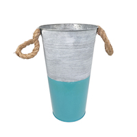 Seau français de ferme en métal Vases galvanisés rustiques Jardinières Conteneur de fleurs de style vintage Pot en étain pour séchage