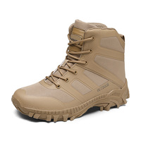 Bottes tactiques pour hommes à lacets, hauteur genou, avec doublure en maille respirante, semelle extérieure en TPR, tige en cuir microfibre, pour la randonnée en extérieur
