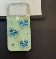 Coque de téléphone personnalisée haut de gamme avec motif papillon en strass et grande ouverture, disponible en plusieurs couleurs