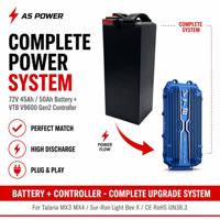 Batterie 72V 45Ah 50Ah avec kit contrôleur VTB V9600 Gen2, pack lithium haute décharge, contrôleur de moteur Talaria Sur-Ron Drop-In