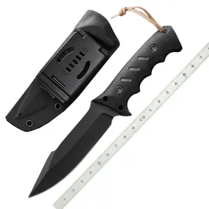 High Quality Comfortable Grip ABS Handle Fixed Blade Camping Hunting Knife Multi-Function Outdoor Hunting Tool with Sheath