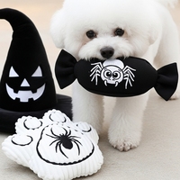 Jouet en peluche noir personnalisé pour chien Halloween avec couineur pour mâcher et jouer de manière interactive