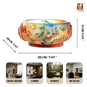 Sculpture des quatre gardiens mythiques en cristal <span class=keywords><strong>de</strong></span> Liuli, fabrication artisanale, moulage à <span class=keywords><strong>la</strong></span> cire perdue, symbole d'harmonie, pièce maîtresse - Product Image 3