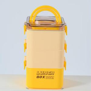 Venta Directa de Fábrica, <span class=keywords><strong>Caja</strong></span> de Almacenamiento de Alimentos Portátil de Alta Capacidad, Roja, Amarilla y Morada, de 2.4L, de Plástico, de un Solo Nivel, con 3 Compartimentos, de Grado Alimenticio - Product Image 1