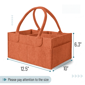 Organisateur de couches pour bébé de taille compacte, panier de rangement en feutre pour la chambre d'enfant et organisateur de voiture pour couches et lingettes pour bébé - Product Image 2