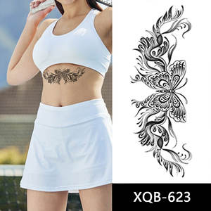 Autocollants de tatouage temporaire imperméables multifonctions personnalisés à fleurs noires sexy de la <span class=keywords><strong>série</strong></span> XQB, papier pour le corps et le visage - Product Image 5