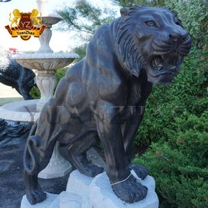 Estátua de tigre pedra mármore natural, escultura de tigre pedra preta - Product Image 4