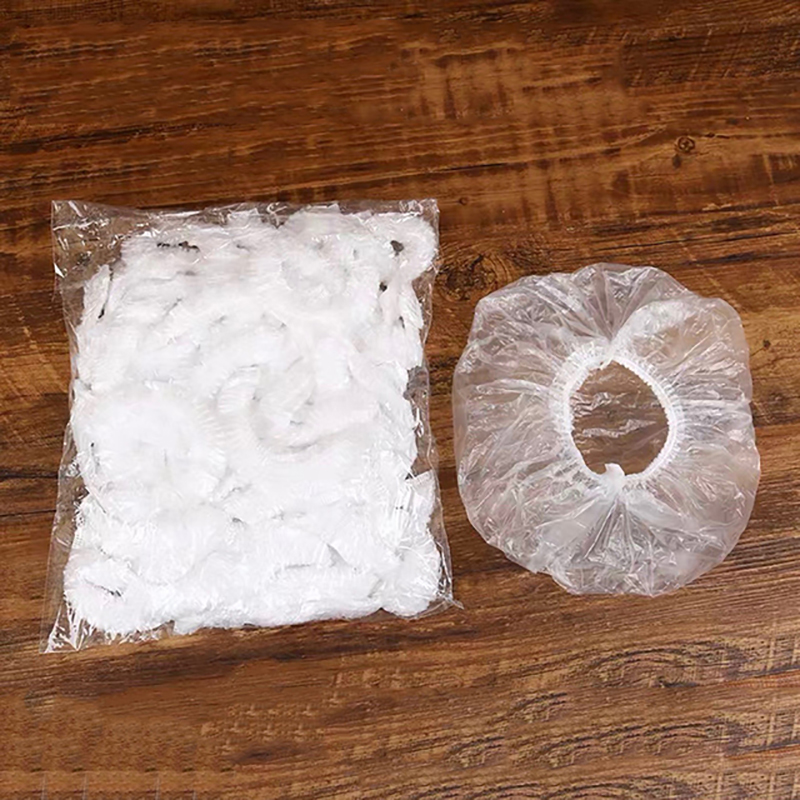Spa Water Proof Plastic Shower Cap Bonnet Packaging Disposable Custom
