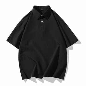 Logotipo personalizado de verano para camisa de polo para Hombres estilo de Hong Kong japonés suelto marca japonesa lienzo guapo celebridad en línea - Product Image 3